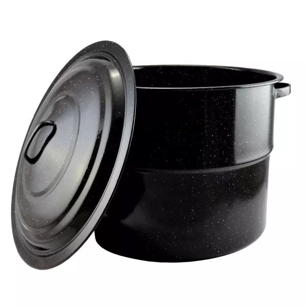 Oală emailată cu capac, 45 cm, 31,5 litri, culoare neagră - imagine 2