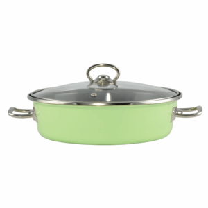 Tigaie Emailată Verde Elite 24 cm cu Capac de Sticlă
