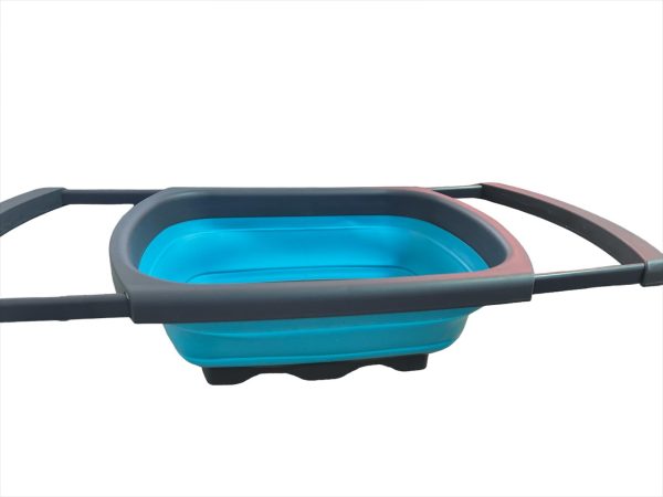 Strecuratoare pliabila din silicon cu manere extensibile Gri  Turcoaz - imagine 4