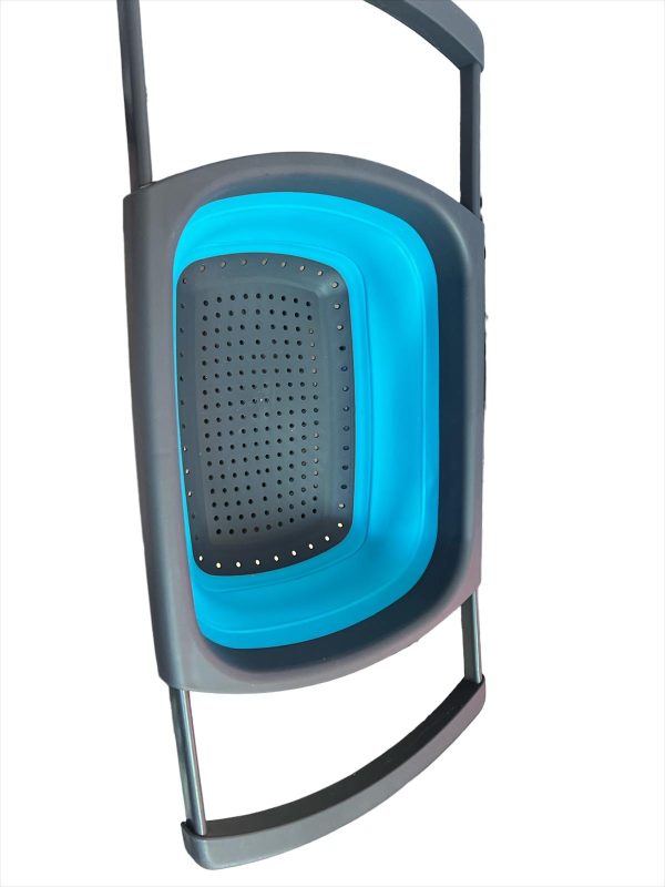 Strecuratoare pliabila din silicon cu manere extensibile Gri  Turcoaz - imagine 3