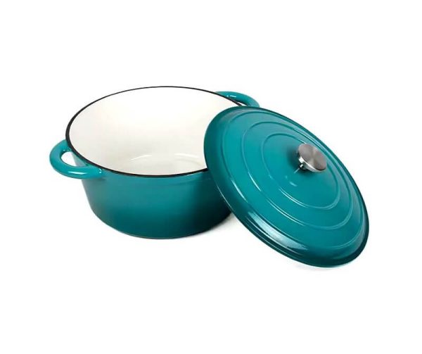 Oală din Fontă Emailată Turcoaz  24 cm, 3,6 Litri cu Capac - imagine 2