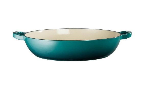 Cratita joasa din Fontă Emailată 30 cm, 4lit Turcoaz cu Capac - imagine 2