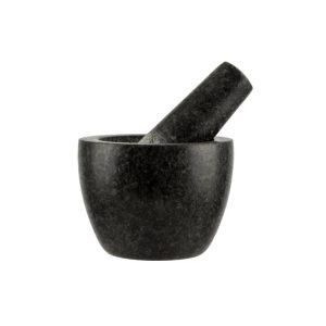 Mojar din granit cu pereți drepți și pistil, 9,5×7,2 cm