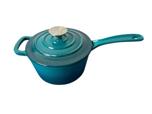 Oală Elegantă din Fontă Emailată Turcoaz  19 cm, 1,9L cu Capac Resigilat