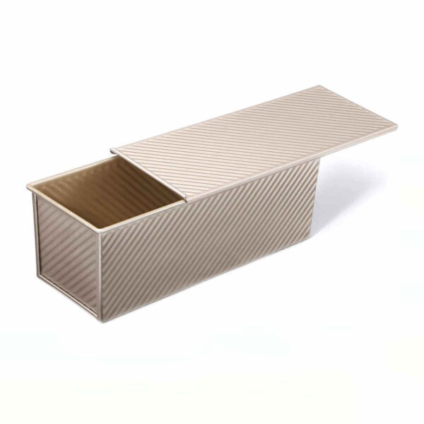 Formă de copt pâine antiaderentă cu capac, culoare auriu roz - 1000g - imagine 6
