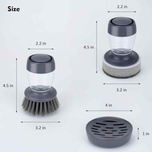 Set de perie vase universală de bucătărie cu dozator de săpun și suport 3buc - imagine 6