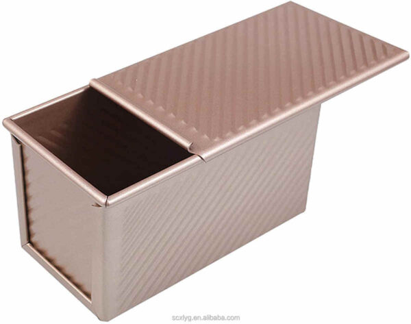 Formă de copt pâine antiaderentă cu capac, culoare auriu roz - 550g - imagine 4