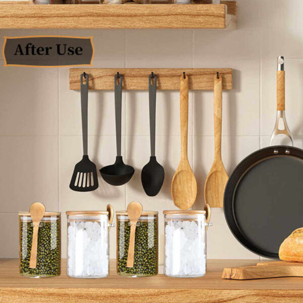 Set premium 2 recipiente din sticlă borosilicată cu capac din bambus și linguriță – 550 ml - imagine 8