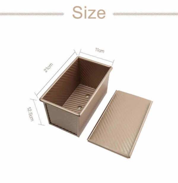 Formă de copt pâine antiaderentă cu capac, culoare auriu roz - 550g - imagine 3