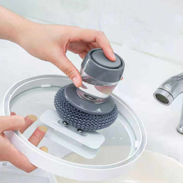 Set de perie vase universală de bucătărie cu dozator de săpun și suport 3buc - imagine 2