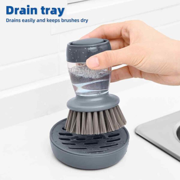 Set de perie vase universală de bucătărie cu dozator de săpun și suport 3buc - imagine 3