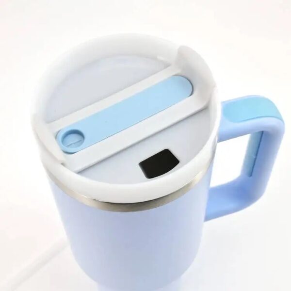 Cana termică inox cu paie, dublu perete - 1183ml alabstru deschis - imagine 3