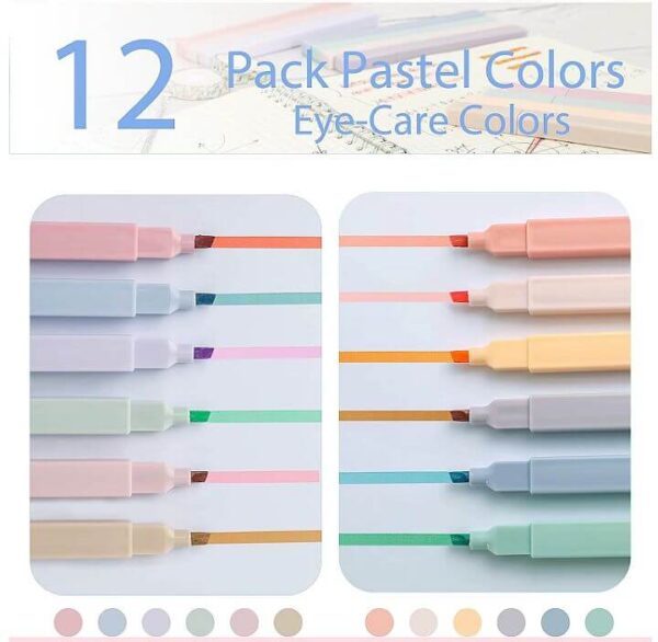 Set pixuri, markere, pastelate estetice cu capac 12 bucăți - imagine 3