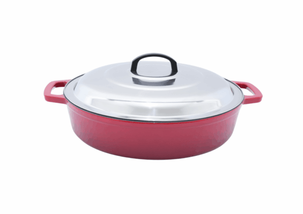 Cratita joasa din fonta emailata cu capac inox 50cm - 12 l