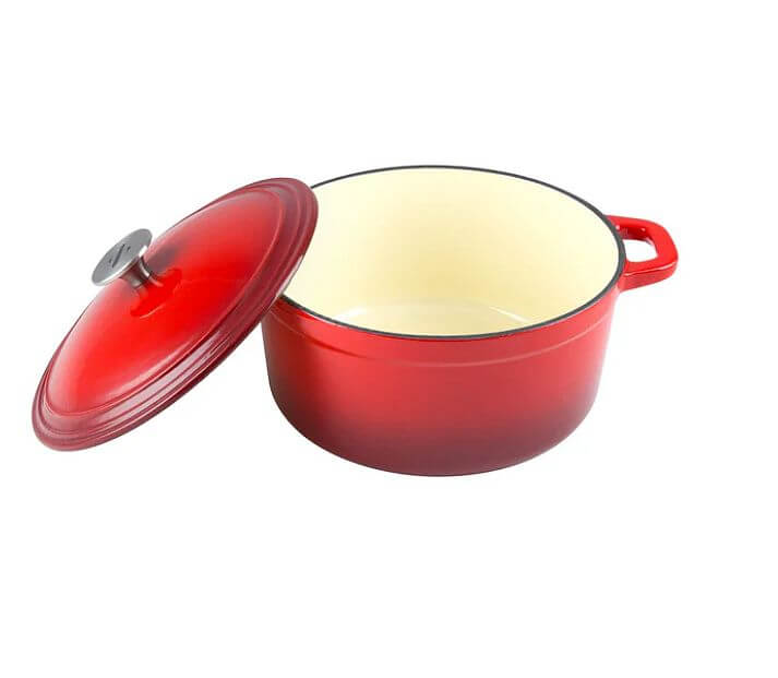 Oală din Fontă Emailată Roșie cu Capac – 5 L, 26cm