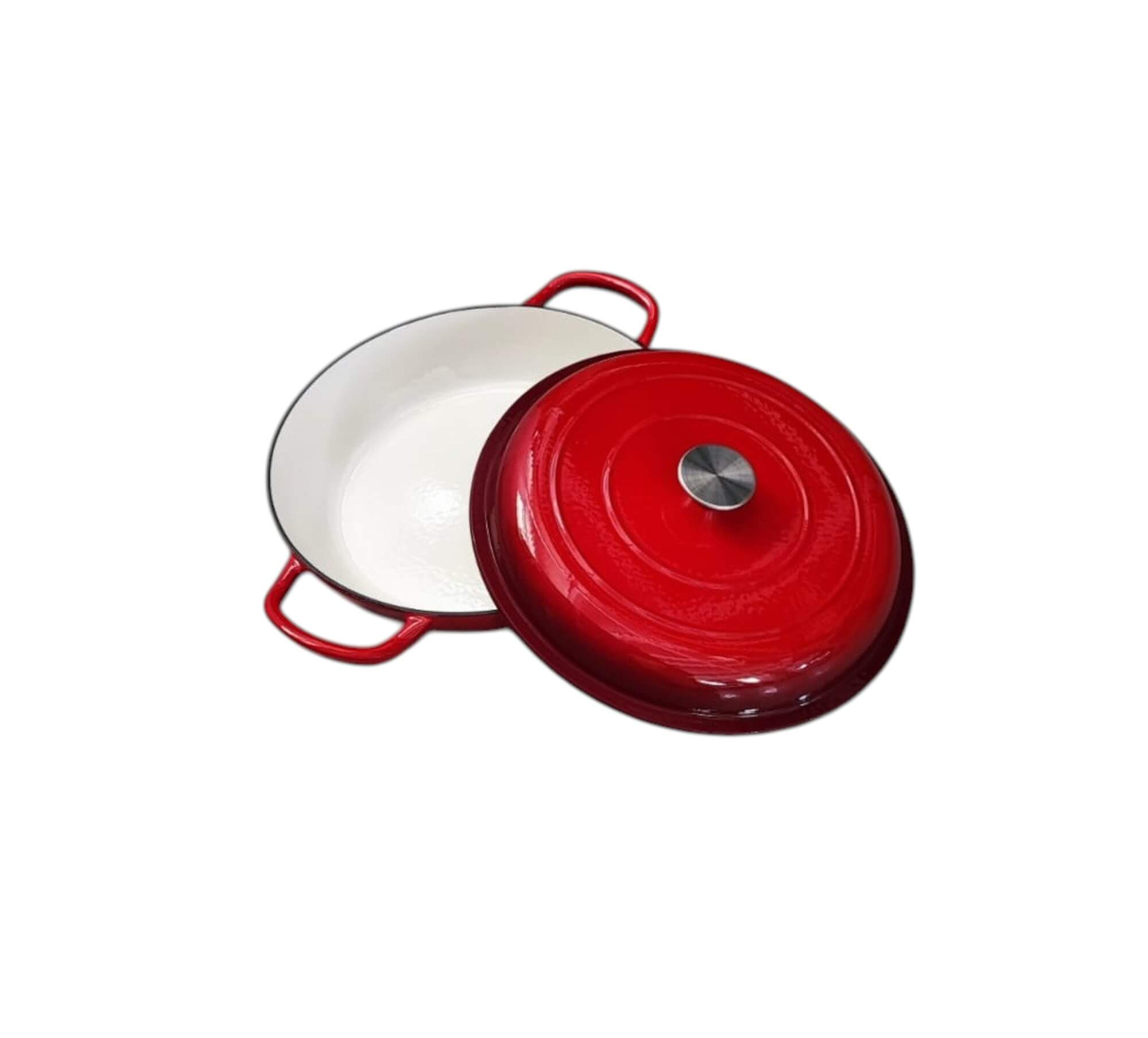 Cratiță din fontă emailată cu capac – 30,5 cm, roșie