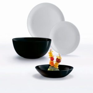 Set de veselă DIWALI NEGRU–GRI, 19 piese