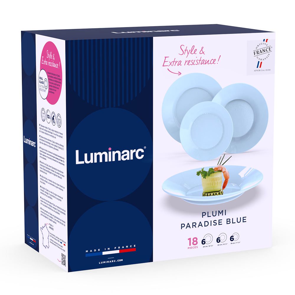 Set de veselă PLUMI – Paradise Blue, 18 piese