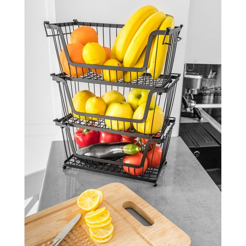 Coșul metalic pentru fructe și legume negru