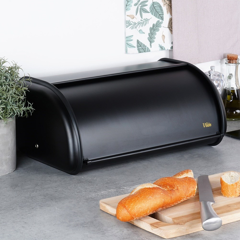 Cutia pentru pâine din oțel inoxidabil negru 43×27,5×18,5 cm