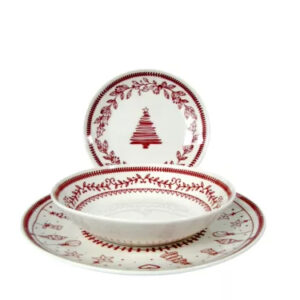 Serviciu de masă din porțelan Tognana Magia Madison – 18 piese (decor roșu)