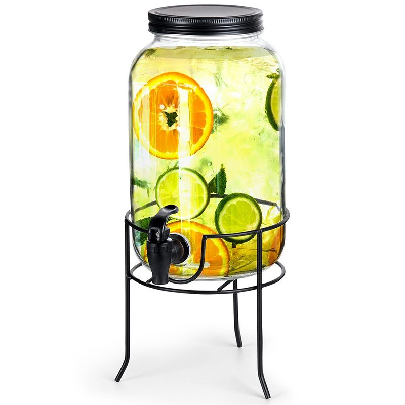 Dozator de băuturi cu robinet și suport, negru, 3,2 L