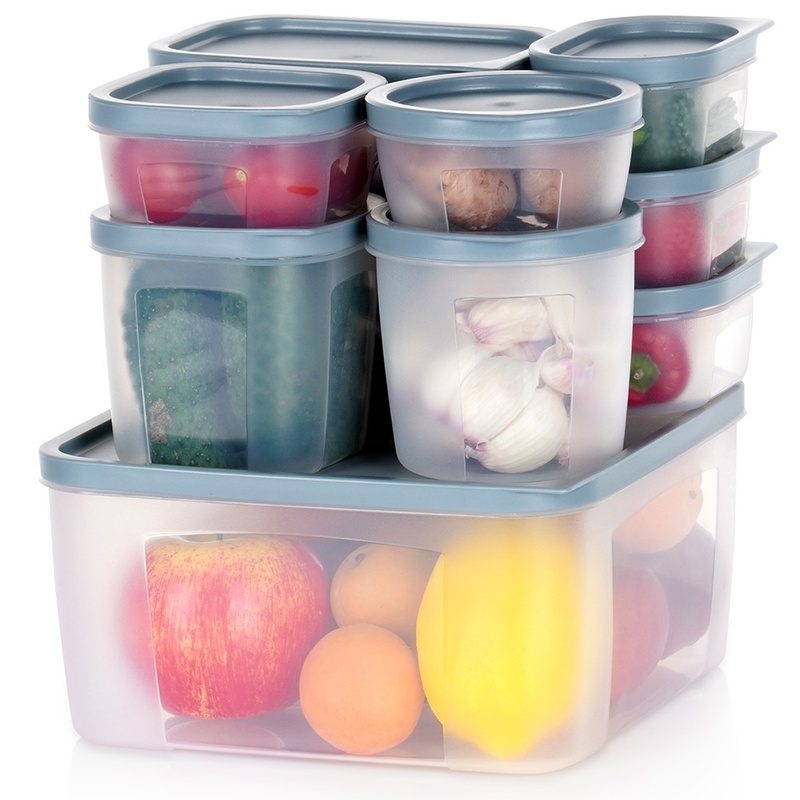 Set cutii pentru depozitare alimente cu capac, 10 piese