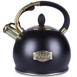Fierbător cu fluier din oțel inoxidabil, negru, 3 L