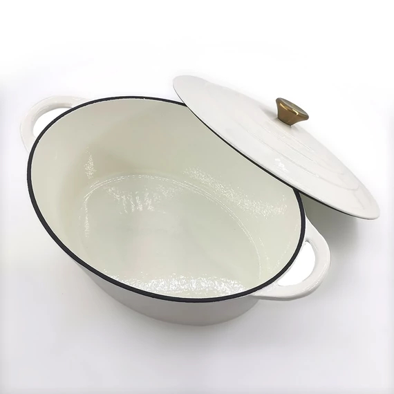 Vas oval pentru rață din fontă emailată, 30 cm, 4,2 l, albs - imagine 4