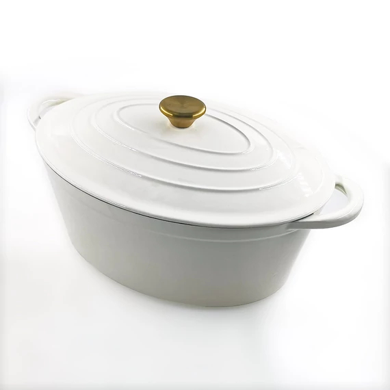 Vas oval pentru rață din fontă emailată, 30 cm, 4,2 l, albs - imagine 3