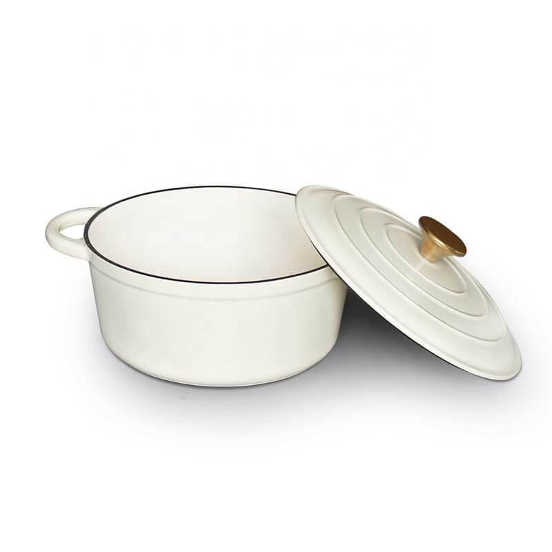 Oală din fontă emailată, 20 cm, 2 l, albă - imagine 4