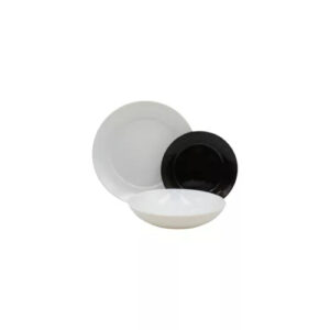 Set de masă APY, 18 piese, negru-alb