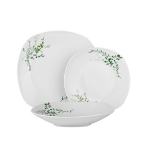 Set de masă din porțelan Berlinger Haus, 18 piese, model floral verde