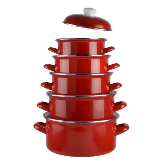 Cratiță emailată bordo cu capac, 24 cm, 5 litri - imagine 3