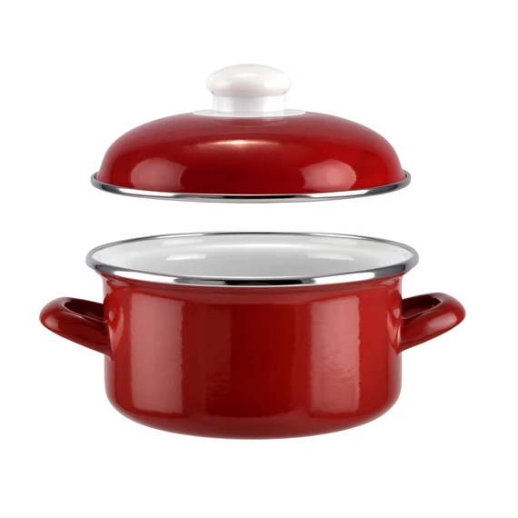 Cratiță emailată bordo cu capac, 24 cm, 5 litri
